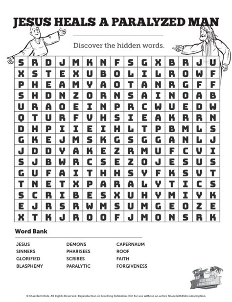 Luke 5 Jesus Heals The Paralytic Bible Word Search Puzzle Sharefaith Kids