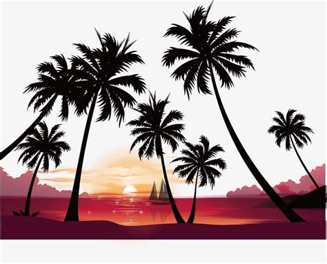 Maybe you would like to learn more about one of these? Seaside Sunset Coconut Tree Vector, Sunset Clipart ...
