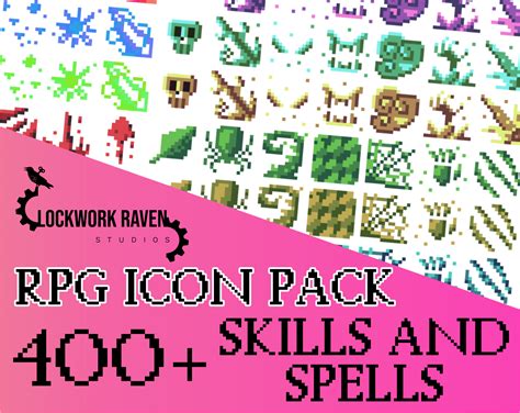 Rpg Icon Pack 400 Skills And Spells Clockwork Raven Studios By