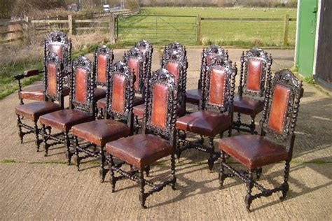 Two leaves store within the table; ANTIQUE FURNITURE WAREHOUSE - Set 14 Antique Jacobean ...