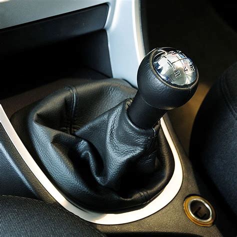 Black Chrome Leather Car Auto 5 Speed Manual Gear Stick Shift Lever