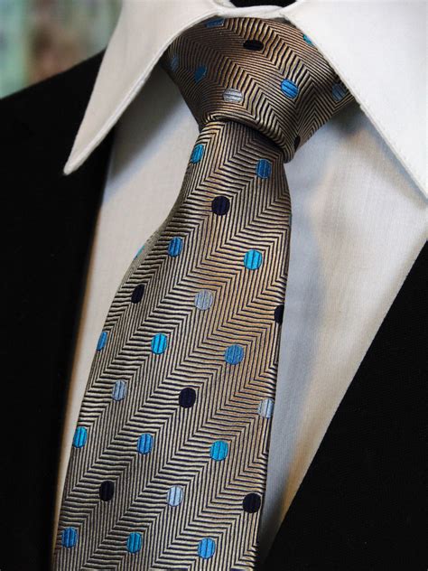 Silver Necktie Mens Silver Tie With Multy Colored Dots