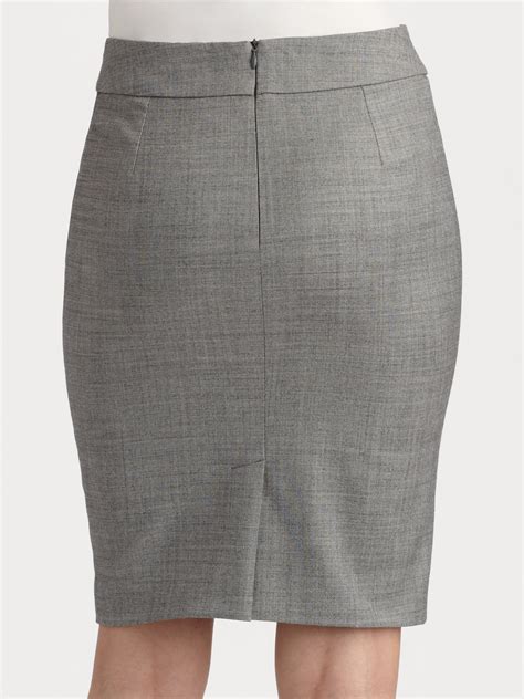 Armani Melange Wool Pencil Skirt In Grey Gray Lyst