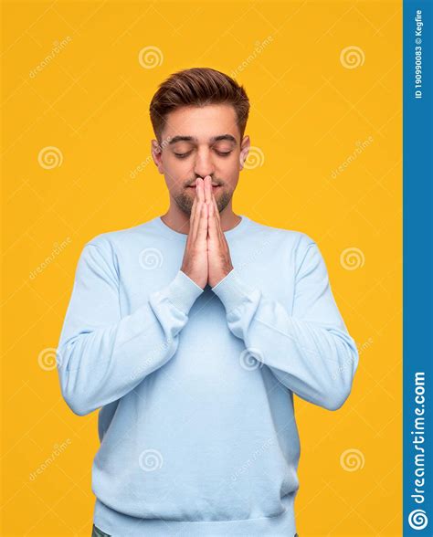 Young Man Praying To God Stock Image Image Of Casual 190990083
