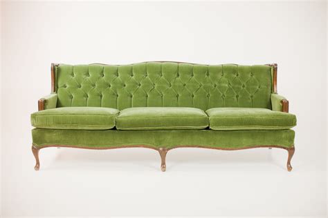 collection : Unearthed Vintage | Carved sofa, Green velvet tufted sofa