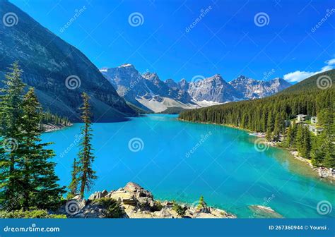 Moraine Lake In The Rocky Mountains Alberta Canada Stock Photo