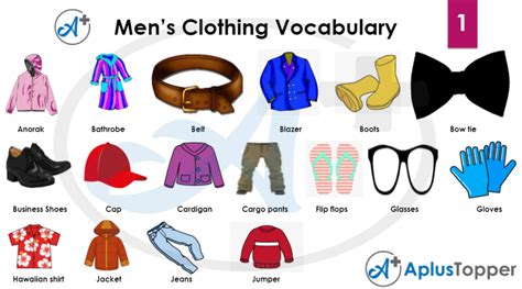 Men S Clothing Vocabulary List Of Men S Clothes In English With