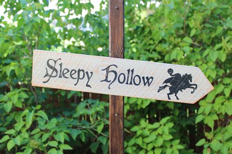 Sleepy Hollow Hand Painted Distressed Wooden Directional Sign Etsy
