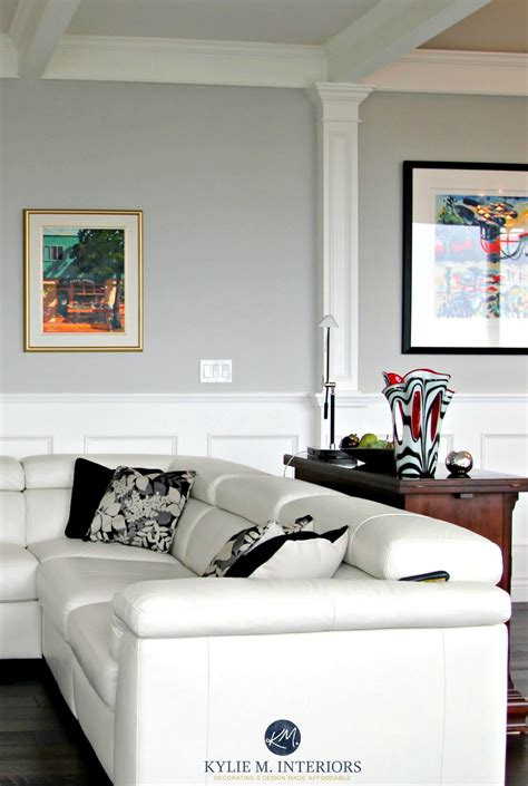 Benjamin Moore Stonington Gray In A Contemporary Living Room With White