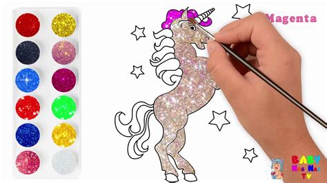 Glitter Unicorn Lets Draw And Learn Colors With Glitter Unicorn