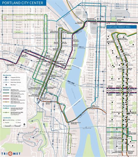 ポートランドの公共交通地図 ポートランドオレゴン州の公共交通機関マップ（オレゴン州 アメリカ）