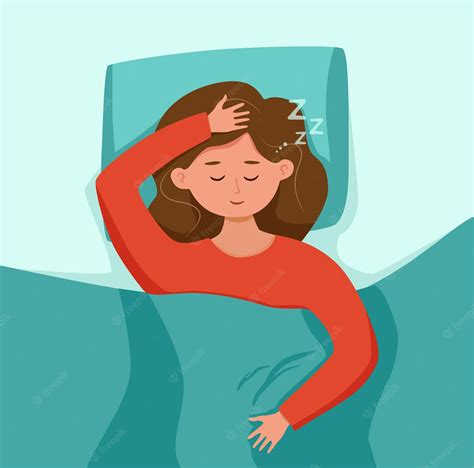 Premium Vector Kid Sleep In Bed At Night Vector Illustration Girl