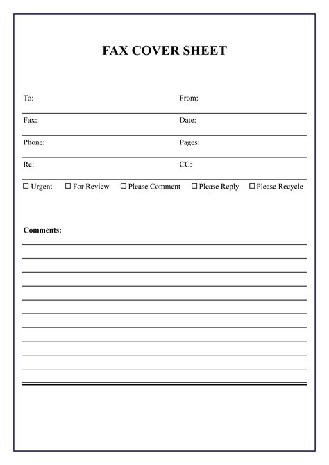 Fax Cover Sheet Printable Excel