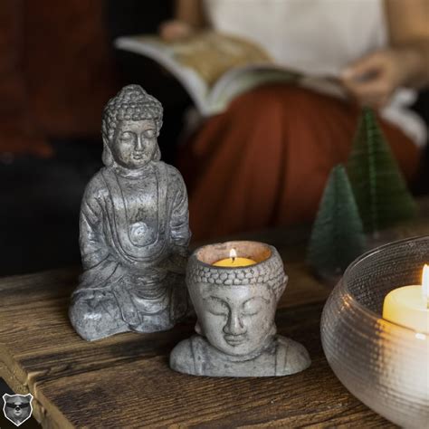 Concrete Siddhartha Gautama Buddha Statue Home And Living Candle Holder