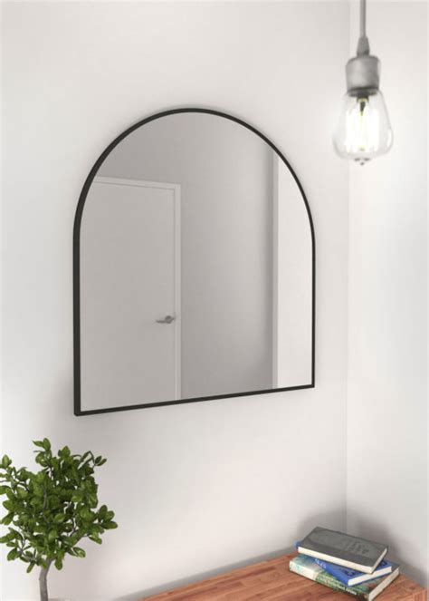 Black Arched Metal Frame Bathroom Mirror Luxe Mirrors