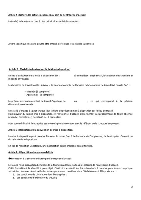 Avenant Au Contrat De Travail Doc Pdf Page 2 Sur 4