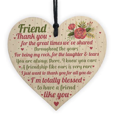 Thank You Best Friend Heart Wooden Plaque Friend Birthday Ts