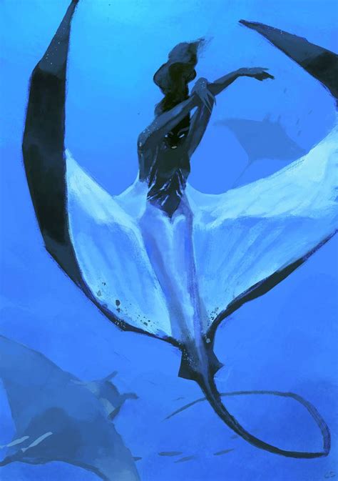 Manta Ray Mermaid By Salamispots Mermaid Art Mythical Creatures Art