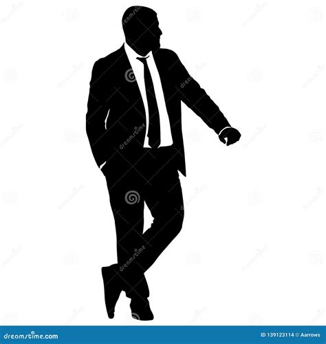 Silhouette Businessman Man In Suit With Tie On A White Background Stock