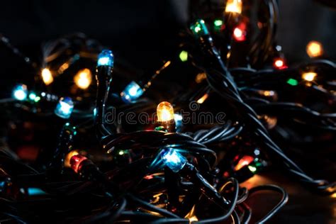 Multicolored Lights Of A New Years Garland Stock Photo Image Of