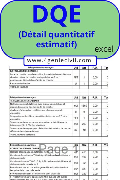 Exemple De Dqe Excel Exemple Devis Panneau De Chantier Exemple