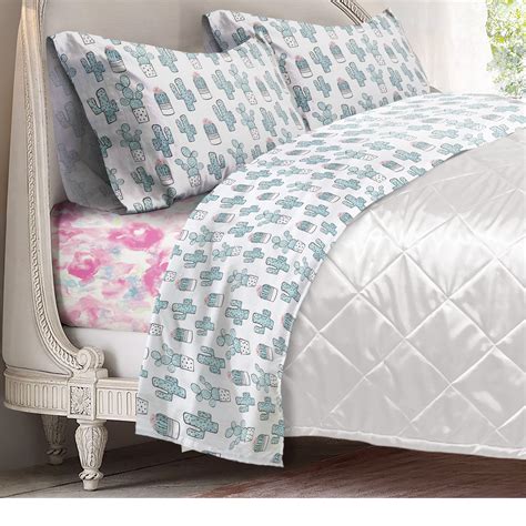 100 Cotton Printed Bed Sheets Set Cactus And Floral Tye Dye Walmart