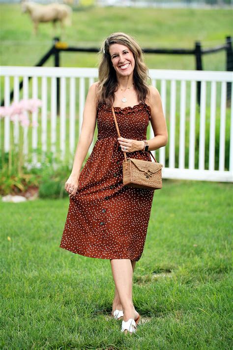 Pretty Woman Vibes The Brown Polka Dotted Dress CurlyCraftyMom Com