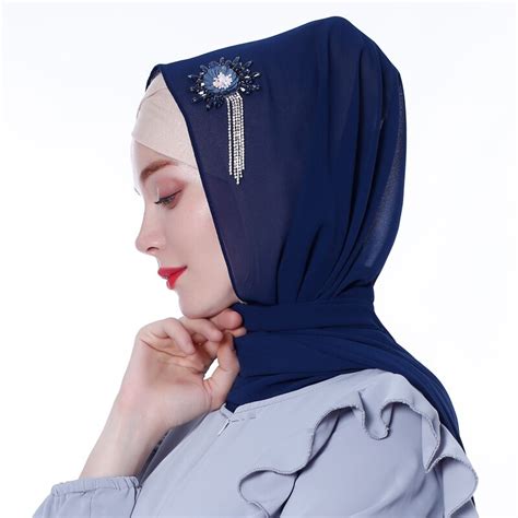 Hijabs Muslim Islamic Scarf Scarves For Woman Long Moslima Solid Color