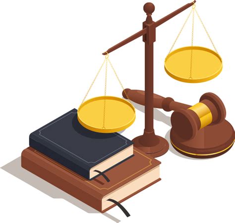 Law Books, Scales And A Gavel - Law Vector Isometric Clipart - Full gambar png