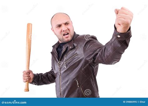Violent Man With Baseball Bat Stock Image Image Of Gang Garage 39886995