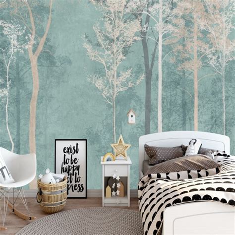 Custom Wallpaper Mural Nordic Deer Forest Landscape Bvm Home