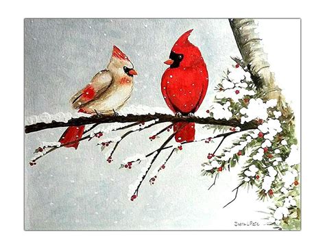 Cardinal Couple Painting By Debra L Pate