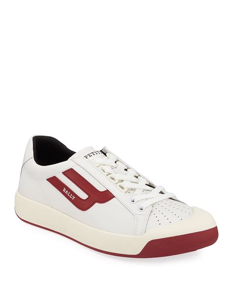 Bally Mens New Competition Retro Low Top Sneakers Redwhite Neiman