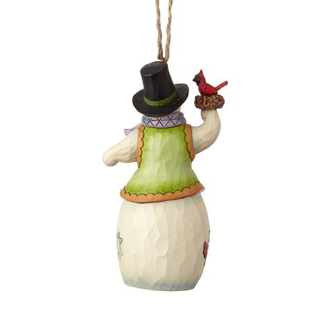 Jim Shore Heartwood Creek Snowman With Cardinal Hanging Ornament Jac