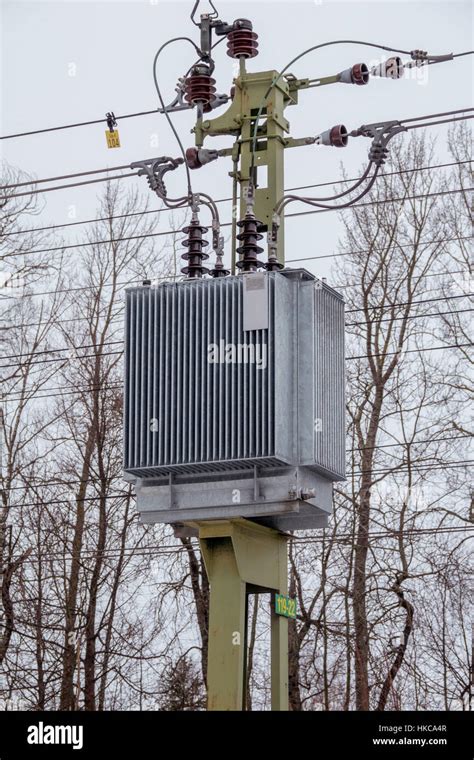 Pole Mounted Distribution Transformer Stock Photo Alamy