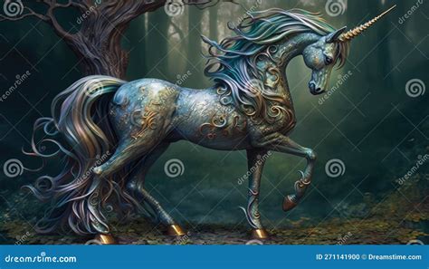 The Legendary Unicorn Of The Enchanted Forest Generative Ai Stock