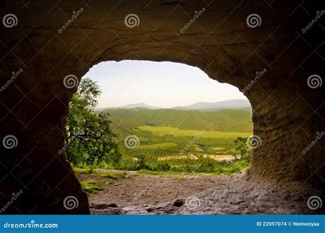 Cave In Mountain On Sunrise Stock Photo Image Of Settlement