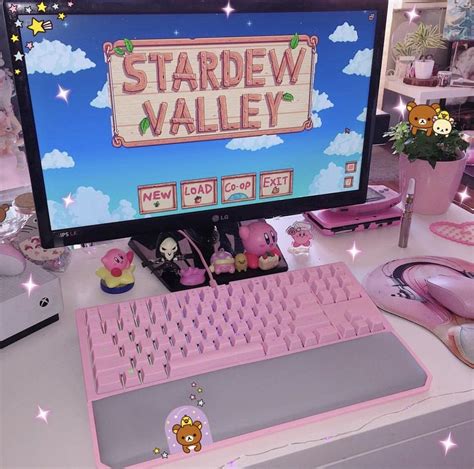 Aesthetic Cute Pink Gaming Setup Land To Fpr