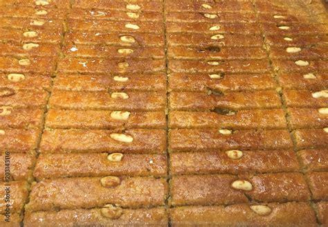 Turkish Dessert Sobiyet Baklava With Pistachio Fistikli Baklava Stock