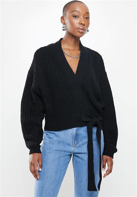 Belted Cardigan Black Missguided Knitwear