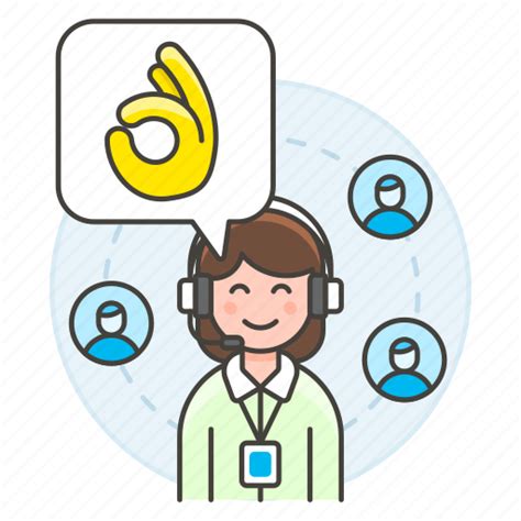 Assistant Call Center Customer Database Female Hand Icon