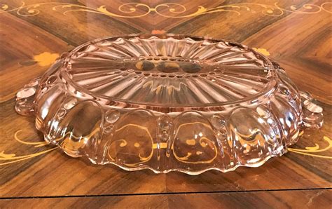 Vintage Pink Depression Glass Divided Relish Plate Oyster And Etsy
