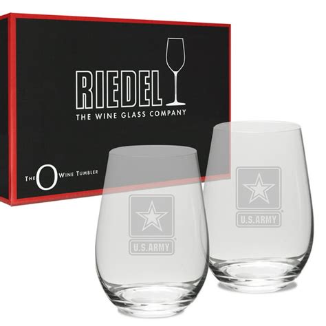 Us Army Deep Etched Riedel 13 25 Oz Stemless White Wine Glass Set Of 2