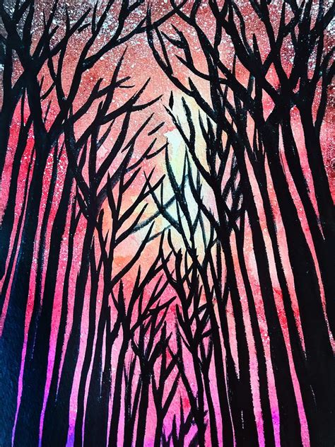 Galaxy Forest Pink Painting By Teoh Khye Huey Fine Art America