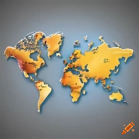 Detailed World Map Illustration On Craiyon