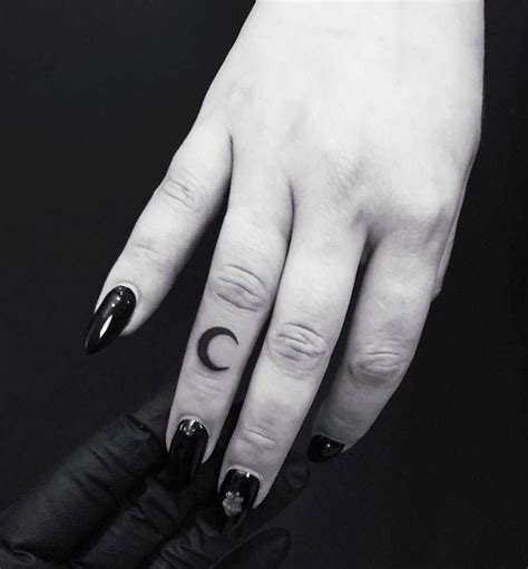 Crescent Moon Tattoo Finger