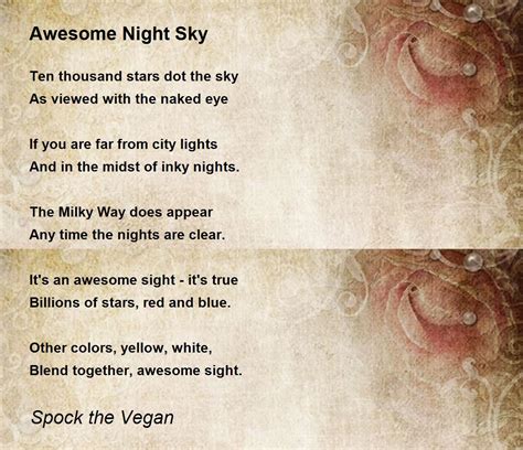 Awesome Night Sky Awesome Night Sky Poem By Spock The Vegan