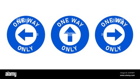 Set Of One Way Only Round Floor Marking Adhesive Sticker Icon With