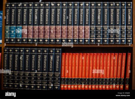 Volumes Of The Encyclopedia Britannica In The Library At A Secondary