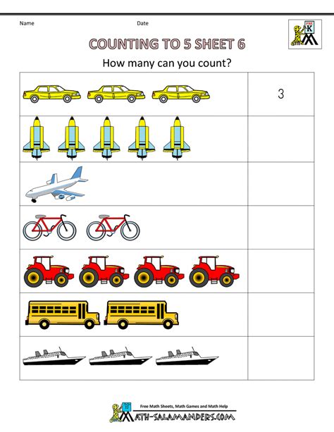 Counting To 5 Worksheet